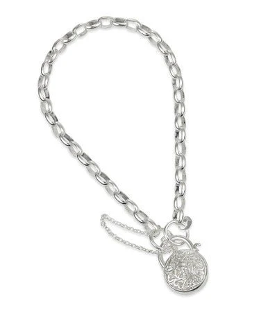 Silver Round Padlock Bracelet B03 - Image 3